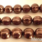 4(Four)  14mm Melon Round Beads: Pearl Coated - Chocolate Bronze