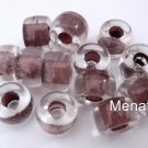 25 5 x 9mm Czech Glass Roller Beads: Crystal - Brown Lined
