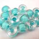 25 5 x 9mm Czech Glass Roller Beads: Crystal - Aqua Lined
