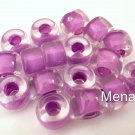 25 5 x 9mm Czech Glass Roller Beads: Crystal - Orchid Lined