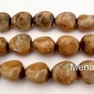 12 11 x 9 mm Czech Glass Nugget Beads: Pearl Coated - Marbled Brown