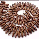 25 5 x 16mm Czech Glass Dagger Beads: Dark Bronze
