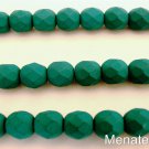25 6mm Czech Glass Firepolish Beads: Neon - Emerald