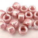 25 5 x 9mm Czech Glass Roller/Crow Beads: Light Pink - Luster