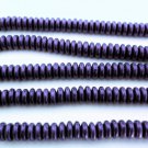 50 6mm Czech Glass Rondelle Beads: Metallic Suede - Purple