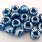 12 5 x 9mm Czech Glass Roller/Crow Beads: Dark Blue - Luster