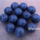 10 10mm Czech Glass Round Beads: Metallic Suede - Blue