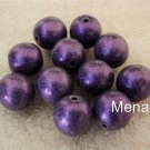 10 10mm Czech Glass Round Beads: Metallic Suede - Purple