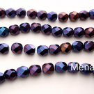 25 6mm Czech Glass Firepolished Beads: Iris - Blue