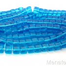 25 7 x 9 mm Czech Glass Druk Roller Beads: Aqua