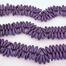 50 3 x 10 mm Czech Glass Dagger Beads: Metallic Suede Purple