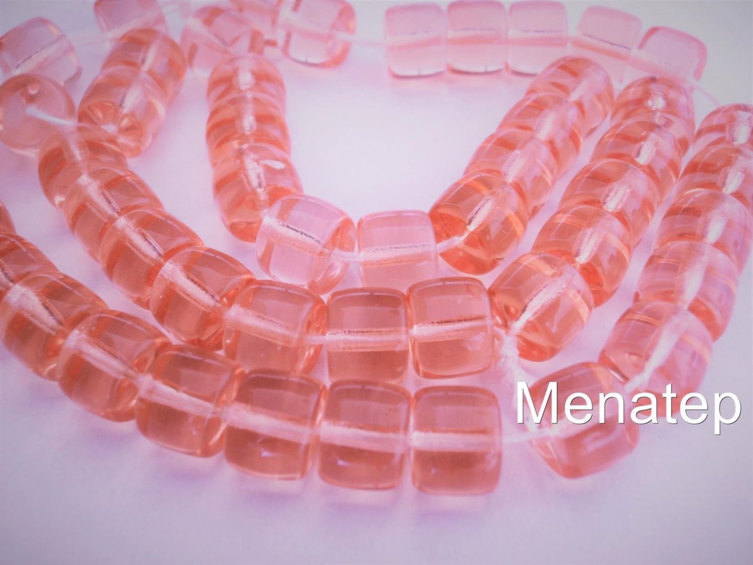 25 7 x 9 mm Czech Glass Druk Roller Beads:Rose