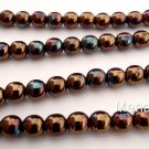 50 6 mm Czech Glass Round Beads: Jet - Bronze Vega