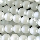 60 4 mm Fiber Optic Cats Eye Beads: White