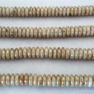 50 6 mm Czech Glass Rondelle Beads: Luster Opaque White - Picasso