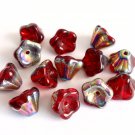 25 8 mm Czech Bell Flowers: Vitrail - Siam Ruby