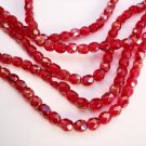 50 4 mm Czech Glass Firepolish Beads: Siam/Ruby - Twilight