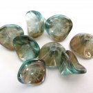12 12 mm Czech Glass Three Petal Flower Beads: Aquamarine - Celsian