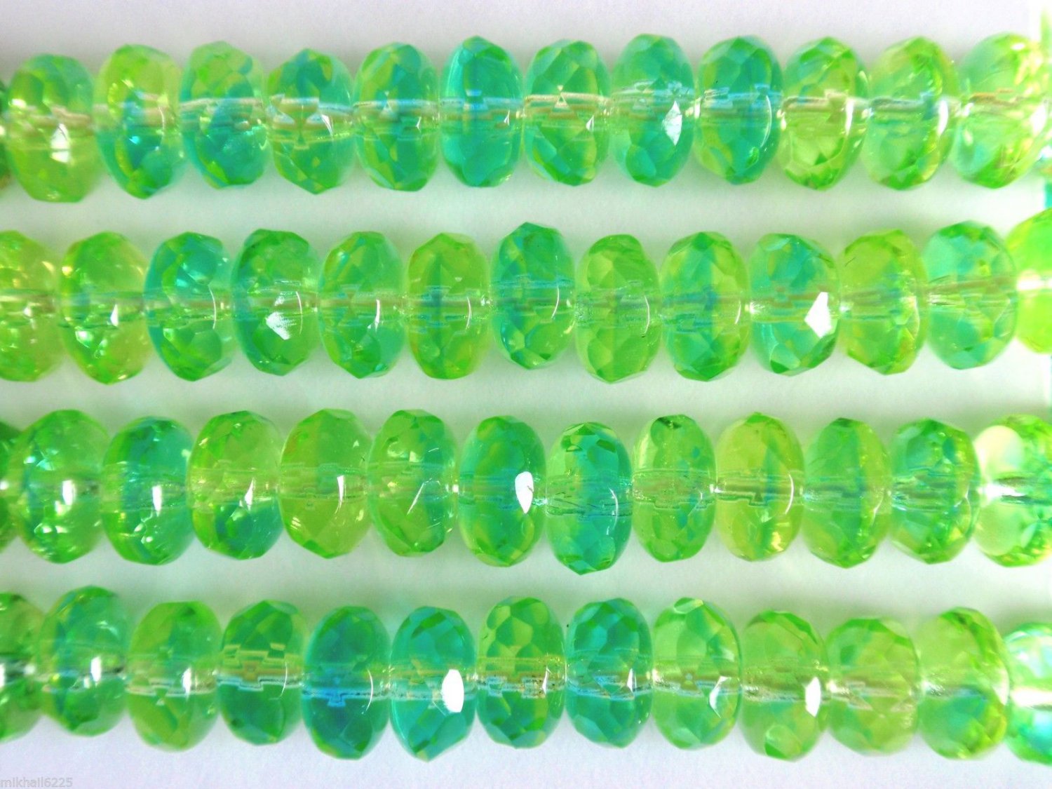 25 5/7 mm Czech Gemstone Donuts: Green/Blue