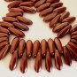 50 3 x 10 mm Czech Glass Daggers: Iris - Copper