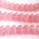 25 8 mm Czech Glass Bell Flower Beads: Milky Pink