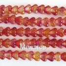 25 8 mm Czech Glass Bell Flower Beads: Dual Coated - Fuchsia/Lemon