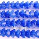 25 8 mm Czech Glass Bell Flower Beads: Crystal/Coral Blue