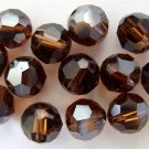 3 6 mm Swarovski 5000 Crystal Rounds--Smoked Topaz Satin