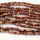 50  4 x 4 mm Czech Glass Cube Beads: Opaque Red - Bronze