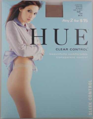 Hue Clear Control Pantyhose, TAN, SIZE 2-MEDIUM