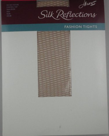 Hanes Silk Reflections Geo Net Texture Control Top Tights- OB394- NUDE-Size C-D