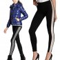 New, Only Hearts Metallic Side Strip Tuxedo Leggings, GOLD or SILVER