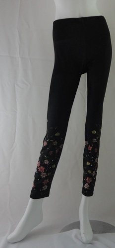 HOT SOX Leggings, Dream Collection, Floral Print Leggings, BLACK, SIZE B-MEDIUM