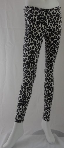 HUE Leopard Jeans Leggings, BLACK/WHITE, EXTRA SMALL