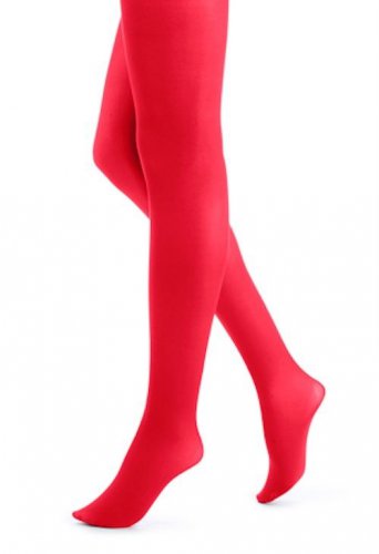 HUE Super Opaque Control Top Tights, Nylon/Spandex, RED ALERT, SMALL