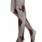 Hue Tights, Floral Net Tights, Polyester/Spandex, U13023,RED ROSES, MEDIUM/LARGE