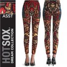 HOT SOX Leggings, Dream Collection, Lion Print Leggings, BLACK, SIZE A-SMALL
