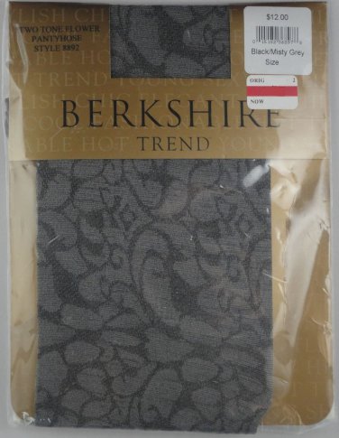 Berkshire Tend Two Tone Flower Pantyhose- 8892- BLACK MISTY GREY- SIZE 1-2