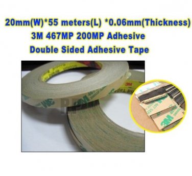 1x 20mm*55M*0.06mm /2.3mils (Thickness) 3M 467MP 200MP Adhesive Transfer tape for Metal Nameplates