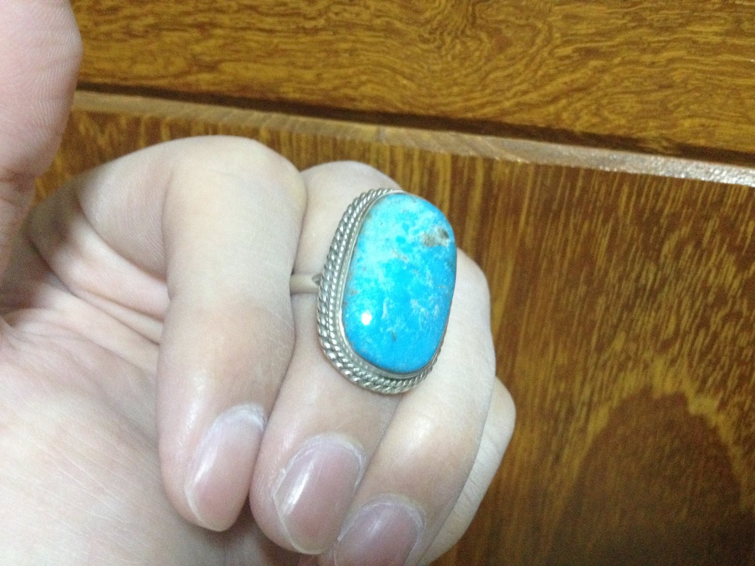 1978 Genuine Antique Stone & Silver 925 Vintage Retro Free Size Ring