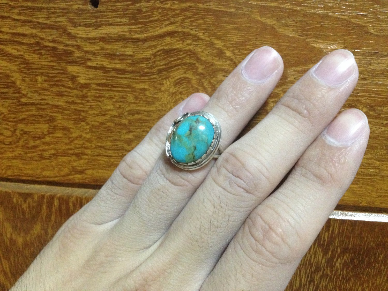 1978 Genuine Antique Stone & Silver 925 Vintage Retro Free Size Ring
