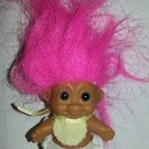 Russ Preemie Tiny Baby Troll Doll 2" Inches Pink Hair Yellow Bib White Diaper