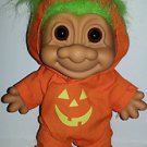 Halloween Troll Doll 8" HARD PLASTIC BODY Pumpkin Costume Outfit RUSS NICE!
