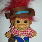 Russ Berrie Troll Hillbilly Hobo Plaid Shirt Hat Pipe Red Hair Troll Doll