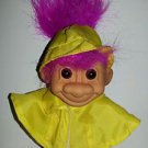 Russ Yellow Raincoat Pink Hair Troll Vintage Collectible with red boots #18355