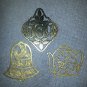 3 Nice Solid Brass Vintage Joy, Bell, Teapot Christmas Trivets Holly, mistletoe