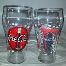 2 Coca Cola Christmas winter snowflake holiday theme glasses