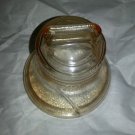 OLD GLASS COIN BANK VINTAGE LIBERTY BELL LIGHT BROWN GLASS  GREAT CONDITION
