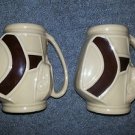 2 Golf Bag Coffee or Tea Mugs Cups Brown Tan-Great Golfer Gift!