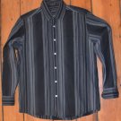 DKNY Gently Used Black Striped Dress Shirt Medium
